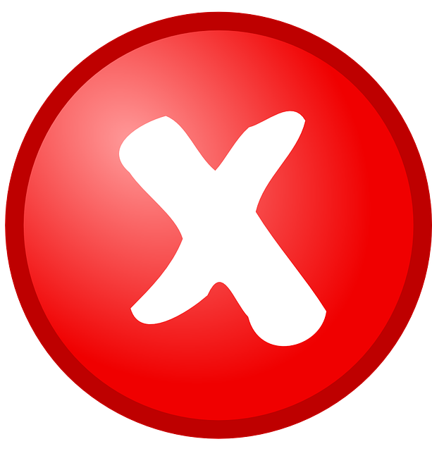 Red circle icon with white X mark in the middle