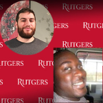 Headshots of EPH Alumni Gary Dorsi and Percy Pingpoh on red Rutgers background