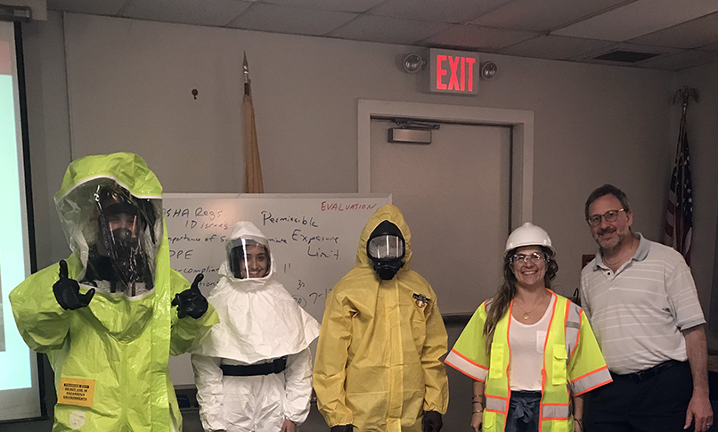 EPH students don protective gear during the Occupational Health session
