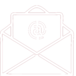 white envelope icon with @ sign representing email
