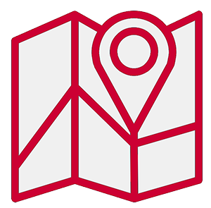 Icon of map marker over folded map
