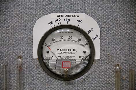 CRM Airflow meter at the radon mitigation training facility